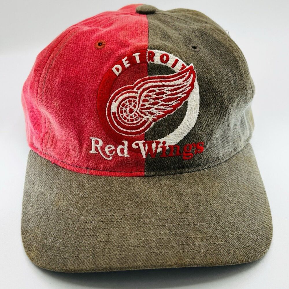 VTG Twins Enterprise Snapback Hat Detroit Red Wings 2-tone Red Olive NWOT